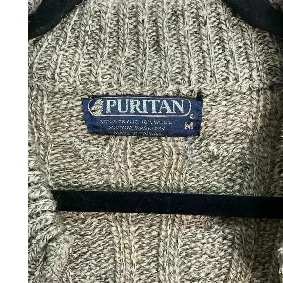 Puritan Men's Cable Knit Sweater Tan Size Medium Great Condition - Picture 5 of 9